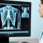 AI-Assisted X-Ray Diagnosis**

"A radiologist, fully clothed in professional attire, reviewing a digital X-ray image displayed on a large monitor in a modern hospital setting. The X-ray is overlaid with AI-generated diagnostic highlights, showing areas of interest. The scene emphasizes the collaboration between human expertise and artificial intelligence in medical diagnosis. Safe for work, appropriate content, perfect anatomy, natural proportions, high-resolution, professional, modern, fully clothed."

**