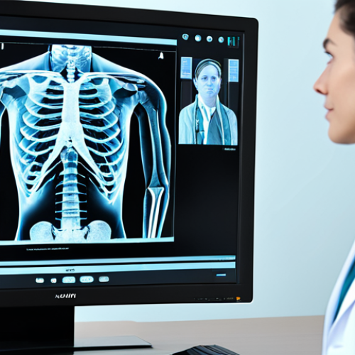 AI-Assisted X-Ray Diagnosis**

"A radiologist, fully clothed in professional attire, reviewing a digital X-ray image displayed on a large monitor in a modern hospital setting. The X-ray is overlaid with AI-generated diagnostic highlights, showing areas of interest. The scene emphasizes the collaboration between human expertise and artificial intelligence in medical diagnosis. Safe for work, appropriate content, perfect anatomy, natural proportions, high-resolution, professional, modern, fully clothed."

**